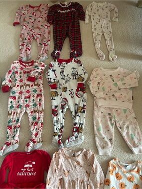 Baby Girl Holiday Pajamas and Outfits Sz 12 Months & 12-18 Months